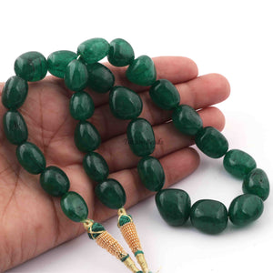 490 ct. 1 Strand Dyed Emerald Smooth Assorted Shape Necklace , Dyed Emerald Smooth Assorted Beads, Emerald Necklace - BRU118 - Tucson Beads