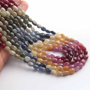 605 ct. 5 Strands Of Genuine Multi Sapphire Necklace - Smooth Oval Precious - Rare & Natural Necklace - Stunning Elegant Necklace SPB0248 - Tucson Beads
