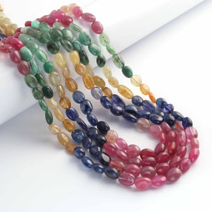 457ct. 4 Strands Of Genuine Multi Sapphire Necklace - Smooth Oval Precious - Rare & Natural Necklace - Stunning Elegant Necklace SPB0245 - Tucson Beads
