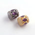 1 Pc Antique Finish Pave Diamond With Amethyst Filigree Drum Beads- 925 Sterling Silver & Yellow Gold Vermeil- 13mm PDC827