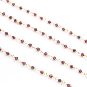 1 Feet Garnet Rosary Style Beaded Chain 925 Sterling Vermeil Chain, Garnet Sterling Vermeil Chain 3mm SRC110 - Tucson Beads