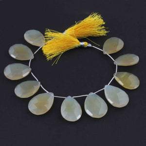 1  Strand Bio Yellow Chalcedony Faceted Briolettes - Pear Shape Briolettes  27mmx21mm  7 Inches BR2754 - Tucson Beads
