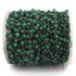 5 Feet Malachite Rondelles Rosary Style Oxidized  Silver plated Beaded Chain- 3mm- Black wire Chain SC378