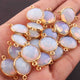 19 Pcs Ice Quartz Faceted  Round Shape 24k Gold Plated Connecter- 21mmx15mm PC376 - Tucson Beads