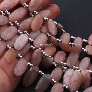 1 Strand Peach MoonStone Rutile  Faceted Briolettes -Oval Shape Briolettes - 15mmx5mm-6 inch BR0150 - Tucson Beads