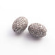1 Pc Pave Diamond Oval Bead 925 Sterling Silver-Antique Finish Bead 12mmx8mm PDC439 - Tucson Beads