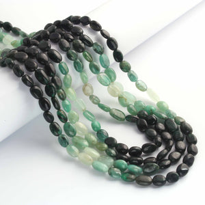 342ct. 4 Strands Shaded Emerald Smooth Oval Precious Necklace , Shaded Emerald Smooth Oval Beads, Emerald Necklace - SPB 0241 - Tucson Beads