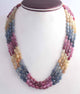 515ct.4 Strands Of Genuine Multi Sapphire Necklace - Smooth Oval Precious - Rare & Natural Necklace - Stunning Elegant Necklace SPB0243 - Tucson Beads