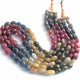 720 ct. 3 Strands Of Genuine Multi Sapphire Necklace - Smooth Oval Precious - Rare & Natural Necklace - Stunning Elegant Necklace SPB0247 - Tucson Beads