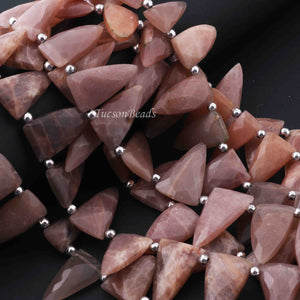 1 Strand Peach Moonstone Faceted Long Trillion Briolettes  - Faceted ooth Baguette Briolettes 25mmx12mm 8 Inches BR0197 - Tucson Beads