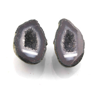 1 Pair  Amazing Genuine Geode  Faceted Cabochon - Fancy Shape Loose Gemstone -29mmx17mm Pair #801 - Tucson Beads