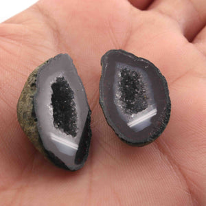 1 Pair  Amazing Genuine Geode  Faceted Cabochon - Fancy Shape Loose Gemstone -29mmx17mm Pair #801 - Tucson Beads