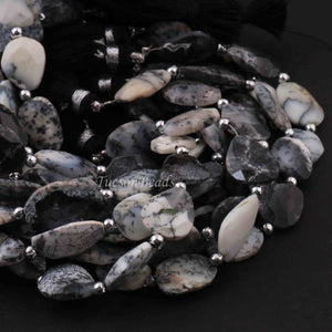 1 Strand Dendrite Opal Faceted Briolettes -Assorted Shape Briolettes - 20mmx11mm-12mmx11mm-9 inch BR0230 - Tucson Beads