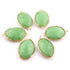 6  Pcs Green Chalcedony Oval Shape 24k Gold Plated Connecter& Pendant,- 32mmx19mm PC330
