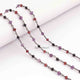 5 Feet Mix Stone Rondelles Rosary Style Oxidized Silver plated Beaded Chain- 3mm-4mm- Black wire Chain SC358 - Tucson Beads