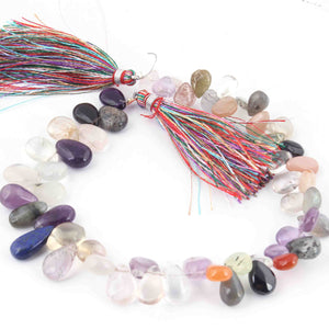 1  Long Strand Multi Stone Smooth Briolettes - Pear Shape Mix Stone Briolettes - 9mmx7mm-15mmx7mm - 10 Inches BR2804 - Tucson Beads