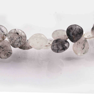 1 Strands Black Rutile Faceted Heart Briolettes - Tourmilated Quartz  Heart Shape Birolettes 9mmx9mm-10mmx10mm  9 inch BR346 - Tucson Beads