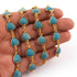 1 Feet Turquoise Trillion Shape 24k Gold Plated Bezel Continuous Connector Beaded Chain 18mmx11mm SC352