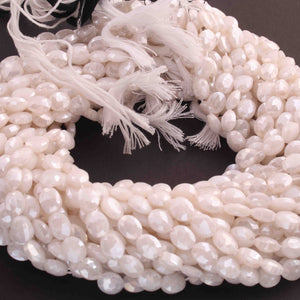 1 Strands White  Silverite Faceted  Briolettes - Oval  Briolettes 9mmx7mm-10mmx7mm 15 Inches BR354 - Tucson Beads