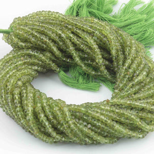 1 Strand Peridot Faceted Rondelles Beads - Peridot  Roundel Beads -4mm-5mm - 14 Inches BR01134 - Tucson Beads