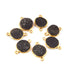 9 Mystic Black Druzy Round 925 Sterling Vermeil Double Bail Connector - 10mmx16mm-11mmx17mm SS668