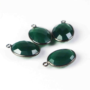5 Pcs Green Onyx Oxidized Sterling Silver Faceted Oval Single Bail Pendant-20mmx13mm SS237 - Tucson Beads