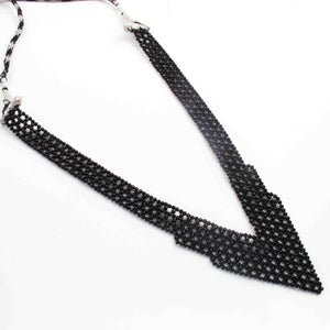Black Hydro Beaded Necklace AAA Quality Gemstone Necklace Black Mat Necklace -2mm-3mm- 15 Inches - SPB0121 - Tucson Beads