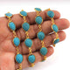 1 Feet Turquoise Pear Shape 24k Gold Plated Bezel Continuous Connector Beaded Chain 19mmx11mm SC355 - Tucson Beads