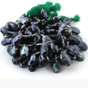 1 Strand Excellent Quality  Green Labradorite Silver Coated Briolettes- Assorted Shape Briolettes - 15mmx9mm-24mmx11mm - 8 Inches- BR0242 - Tucson Beads