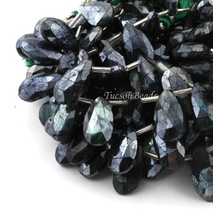 1 Strand Excellent Quality  Green Labradorite Silver Coated Briolettes- Assorted Shape Briolettes - 15mmx9mm-24mmx11mm - 8 Inches- BR0242 - Tucson Beads