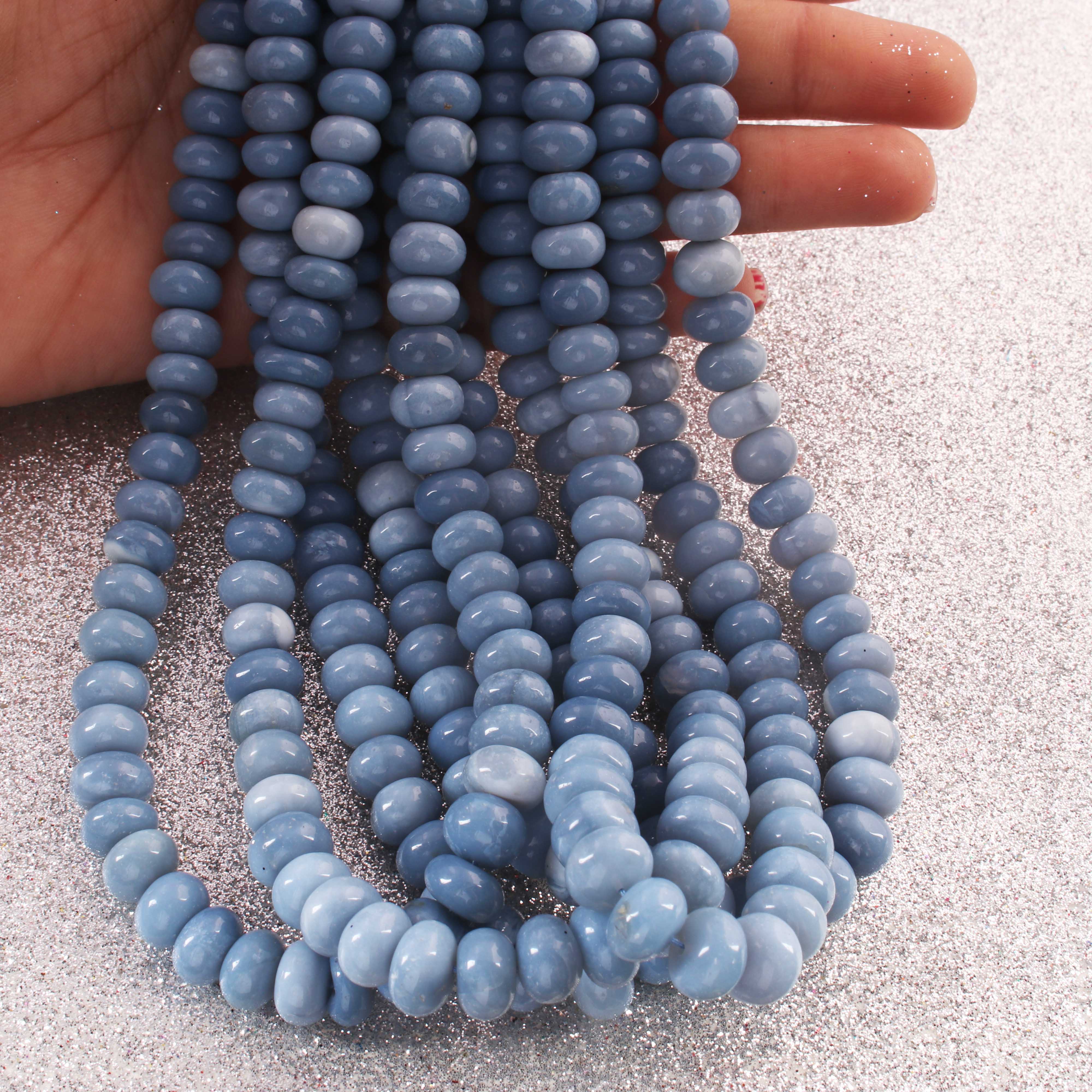 1 Long Strand Amazing Blue Oregon Opal Smooth Rondelle Shape Beads