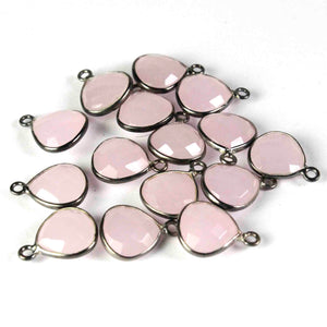 15 Pcs Rose Quartz Faceted Oxidized  sterling Silver Heart Shape Pendant 14mmx11mm- SS651 - Tucson Beads