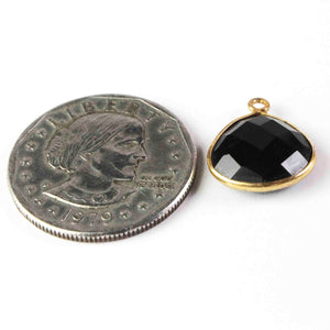 23 Pcs Black Onyx 925 Sterling Vermeil Gemstone Faceted Heart Shape Single Bail Pendant -19mmx15mm SS992 - Tucson Beads