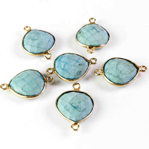 24 Pcs Turquoise 925 Sterling Vermeil Gemstone Faceted Heart Shape Connector & Pendant -21mmx15mm-18mmx15mm SS991 - Tucson Beads
