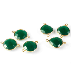 10 Pcs Green Onyx 925 Sterling Vermeil Gemstone Faceted Heart Shape Double Bail Connector -21mmx15mm SS980 - Tucson Beads