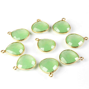 10 Pcs Green Chalcedony 925 Sterling Vermeil Gemstone Faceted Heart Shape Single Bail Pendant -19mmx15mm SS975 - Tucson Beads