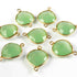 10 Pcs 925 Sterling Vermeil Green Chalcedony  Faceted Heart Double Bail Connector -21mmx15mm SS971