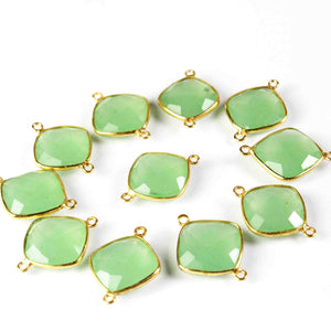 15 Pcs Green Chalcedony Gemstone Faceted Cushion Shape 925 Sterling Vermeil Single Bail Pendant -20mmx17mm SS062 - Tucson Beads