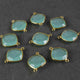 16 Pcs Beautifual Aqua Chalcedony Gemstone Faceted Cushion Shape 925 Sterling Vermeil Double Bail Connector -23mmx17mm SS063 - Tucson Beads