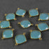 8 Pcs Beautiful Blue Aqua Chalcedony 925 Sterling Vermeil Gemstone Faceted Cushion Shape Double Bail Connector -23mmx15mm SS053