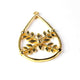 5 Pcs Designer Gold Pear Drop With Flower Charm Pendant - 24k Matte Gold Plated - Brass Gold Pear Pendant 42mmx26mm GPC163 - Tucson Beads