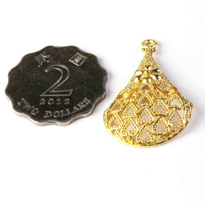 10 Pcs Designer 24k Gold Plated Pendant,Copper Pear Drop Shape Design Charm Pendant,Jewelry Making Bulk Lot 38mmx23mm GPC155 - Tucson Beads