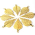 5 Pcs Gold Leaf Charm Pendant - 24k Matte Gold Plated - Brass Gold Leaf Pendant 53mmx26mm GPC217