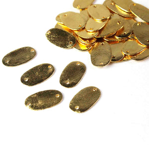 10 Pcs Designer Copper Fancy Oval Charms Beads in 24k Gold Plated Great For Connector ,Jewelry Making BulkLot 17mmx11mm GPC175 - Tucson Beads