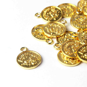 10 Pcs Zodiac Sign Charm Pendant,  Scorpio and Sagittarius Charm ,Astrology Jewelry- 24k Gold Plated Round Copper 18mmx14mm GPC003 - Tucson Beads