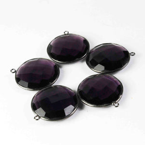 5 Pcs Amethyst Oxidized Sterling Silver Faceted Round Shape singal Bail Pendant 27mmx25mm SS534 - Tucson Beads
