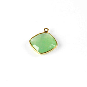5 Pcs Green Chalcedony 925 Sterling Vermeil Faceted Cushion Shape singal Bail Pendant 20mmx17mm SS785 - Tucson Beads