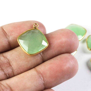 5 Pcs Green Chalcedony 925 Sterling Vermeil Faceted Cushion Shape singal Bail Pendant 20mmx17mm SS785 - Tucson Beads