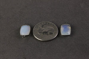 5 Pcs Ice Quartz Rectangle Shape Oxidized Sterling Silver Faceted Pendant/ Connector 18mx11mm SS571 - Tucson Beads