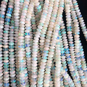 1 Long Strand Ethiopian Welo Opal Faceted Rondelles - Ethiopian Roundelles Beads 4mm-9mm - 17 Inches long BR0133 - Tucson Beads